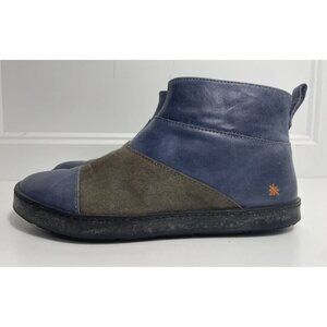 The Art Company Blue‎ & Gray Leather Booties Women’s Size 39 Ankle Boots Zip Up
